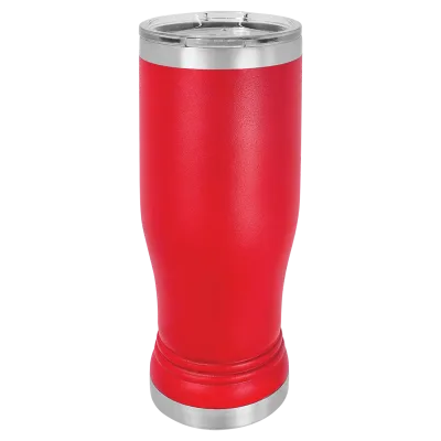 Copo de cerveja pilsner em vidro de 14 oz em branco, aço inoxidável térmico + tampa