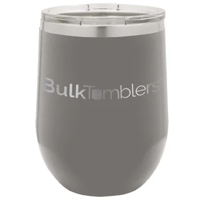 12 oz vinglas-tumbler med logo laserskåret på isolerede vinglas-tumblere i rustfrit stål + låg