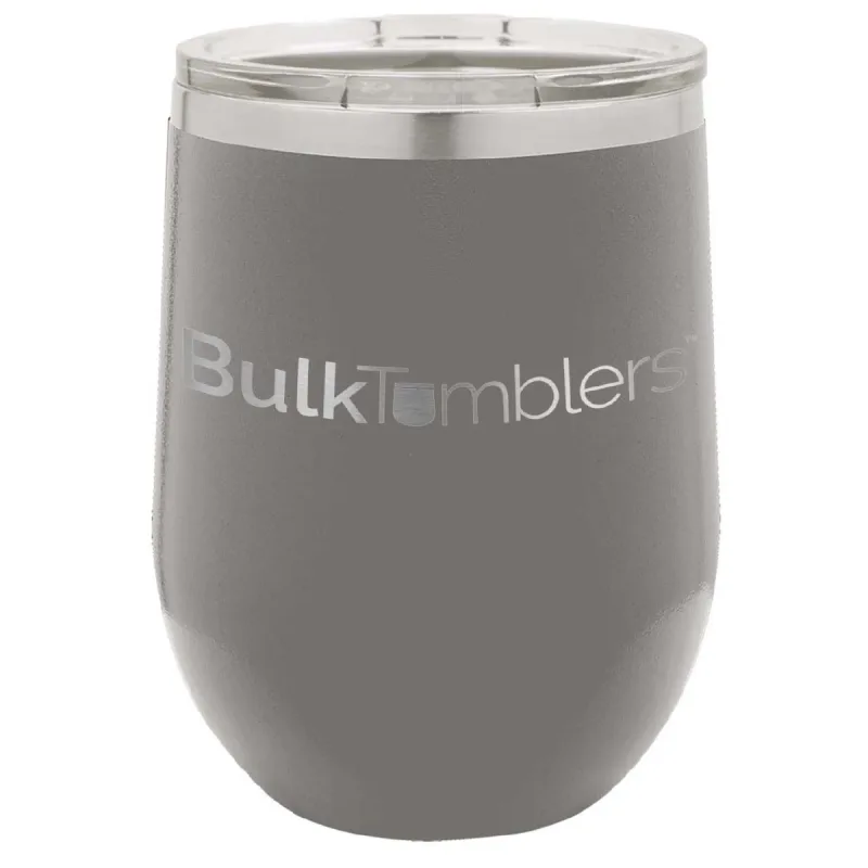 12 oz vinglas-tumbler med logo laserskåret på isolerede vinglas-tumblere i rustfrit stål + låg