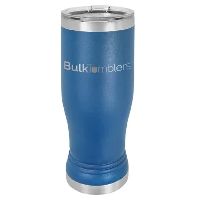 14 oz personlig ölglas-tumbler i rostfritt stål med gravyr av logotyp, isolerad, med lock