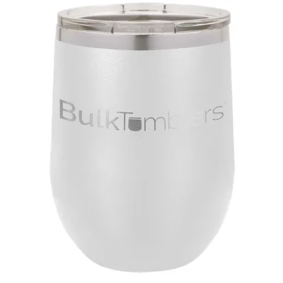 12 oz vinglas-tumbler med logo laserskåret på isolerede vinglas-tumblere i rustfrit stål + låg