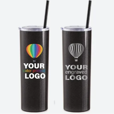 20 oz Skinny Glitter Tumblers -Mix & Match- Grosir Massal dengan Logo Ukiran Personal atau Cetak Full Color