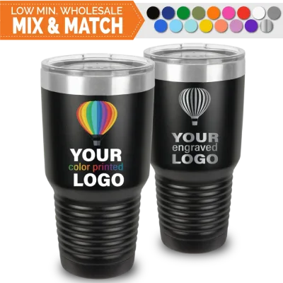 Copos promocionais de 30 oz -Mix & Match- Venda por grosso personalizada com logótipo gravado ou impresso a cores