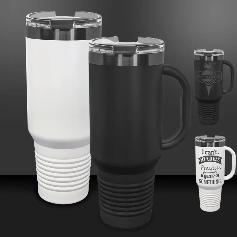 Kubki 40 oz z uchwytem i zatrzaskową pokrywką, powłoka jonowa -Mix & Match- Hurt personalizowany grawer lub nadruk logo w pełnym kolorze