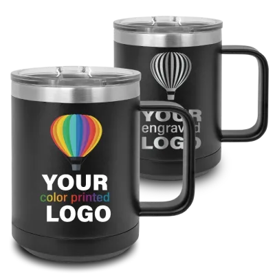 15 oz Handled Insulated Mug -Mix & Match- Bulk Wholesale Personalized Engraved or Full Color Print Logo