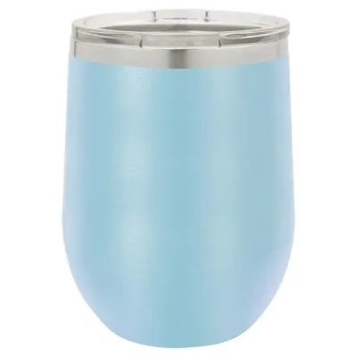 12 oz vinglas-tumbler med logo laserskåret på isolerede vinglas-tumblere i rustfrit stål + låg