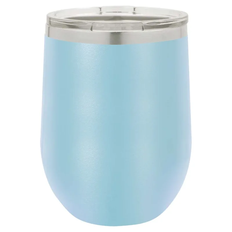 12 oz vinglas-tumbler med logo laserskåret på isolerede vinglas-tumblere i rustfrit stål + låg