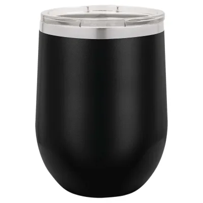 12 oz vinglas-tumbler med logo laserskåret på isolerede vinglas-tumblere i rustfrit stål + låg