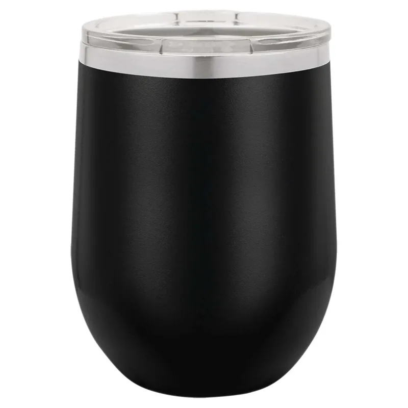 12 oz vinglas-tumbler med logo laserskåret på isolerede vinglas-tumblere i rustfrit stål + låg