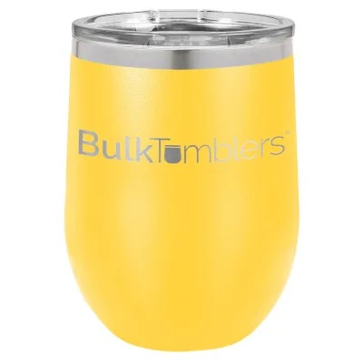12 oz vinglas-tumbler med logo laserskåret på isolerede vinglas-tumblere i rustfrit stål + låg