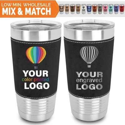 Gobelets 20 oz en similicuir (faux cuir) - Mix & Match - Vente en gros personnalisable gravure ou impression logo couleur