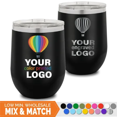 12 oz Vinglas-tumblers – Mix & Match – Grossistförsäljning med personlig gravering eller logotyp i färgtryck