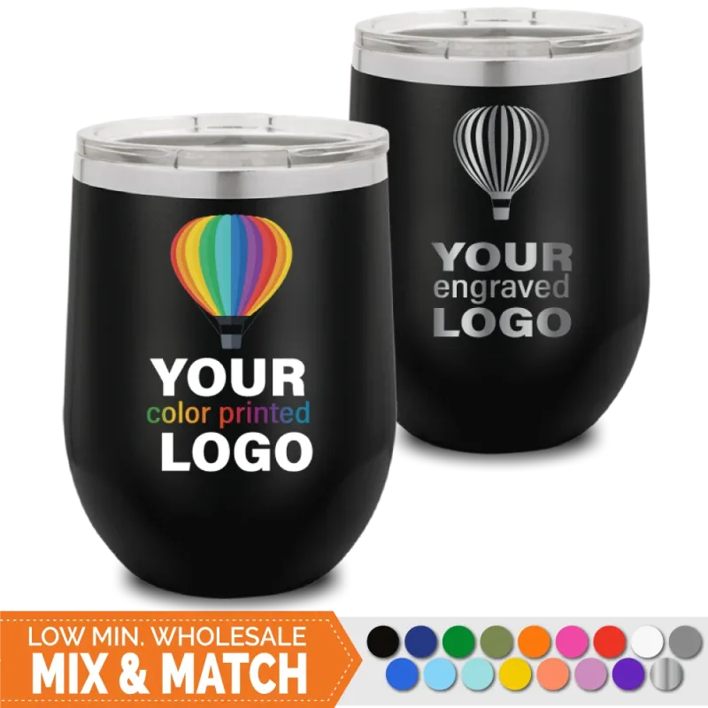 12 oz Vinglas-tumblers – Mix & Match – Grossistförsäljning med personlig gravering eller logotyp i färgtryck