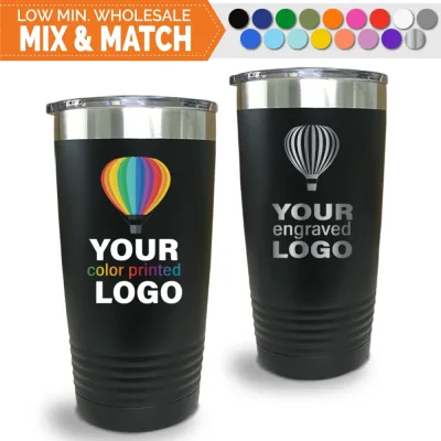 Copos promocionais de 20 oz -Combine e misture- Venda por grosso personalizada com logótipo gravado ou impresso a cores