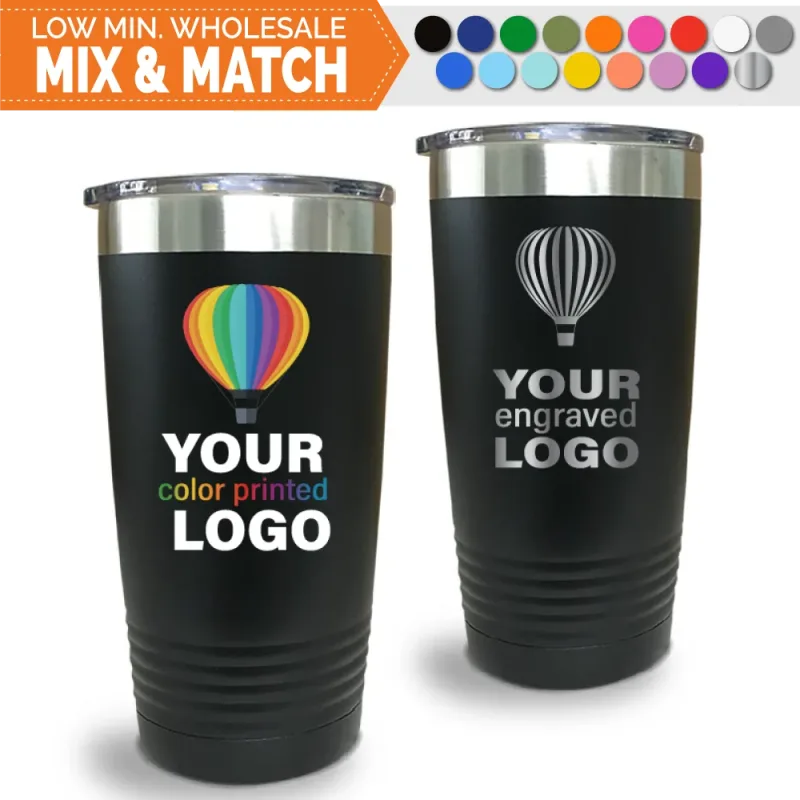 Copos promocionais de 20 oz -Combine e misture- Venda por grosso personalizada com logótipo gravado ou impresso a cores