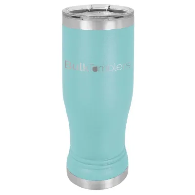 14 oz personlig ölglas-tumbler i rostfritt stål med gravyr av logotyp, isolerad, med lock