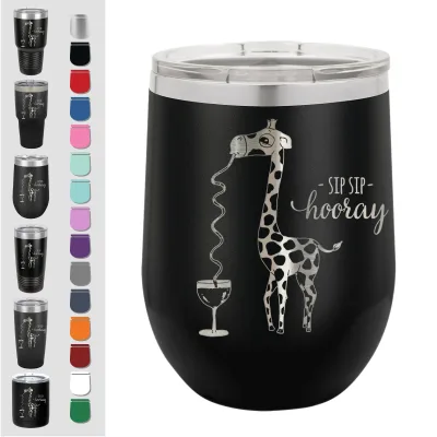 Sip Sip Hooray Giraffe Insulated Wine/Coffee/Beverage Stainless Steel Tumbler