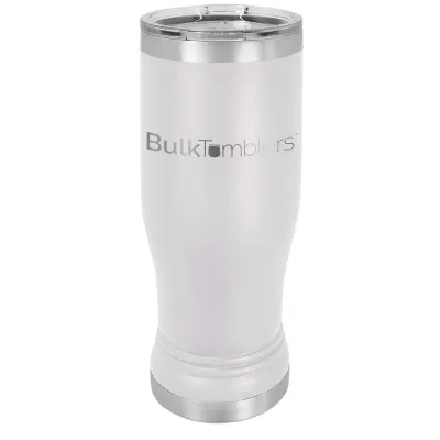 14 oz personlig ölglas-tumbler i rostfritt stål med gravyr av logotyp, isolerad, med lock