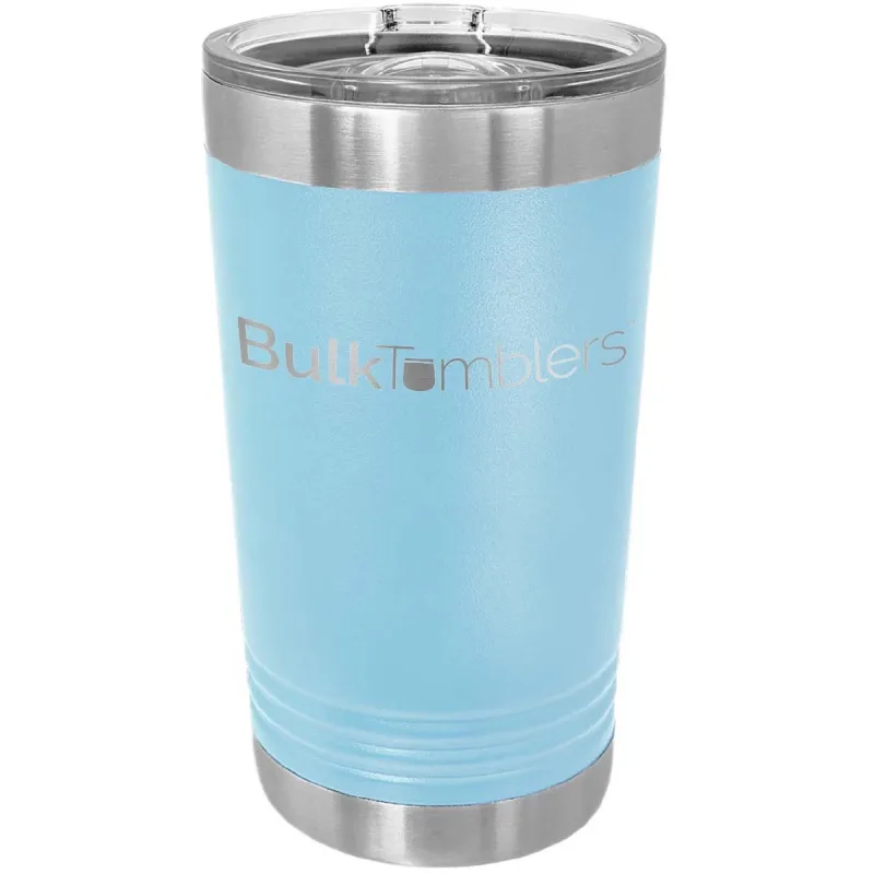 Vaso de pinta de 16 oz con logo grabado a láser en vaso térmico de cerveza de acero inoxidable + tapa