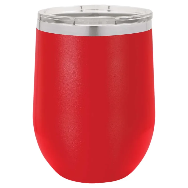 12 oz vinglas-tumbler med logo laserskåret på isolerede vinglas-tumblere i rustfrit stål + låg