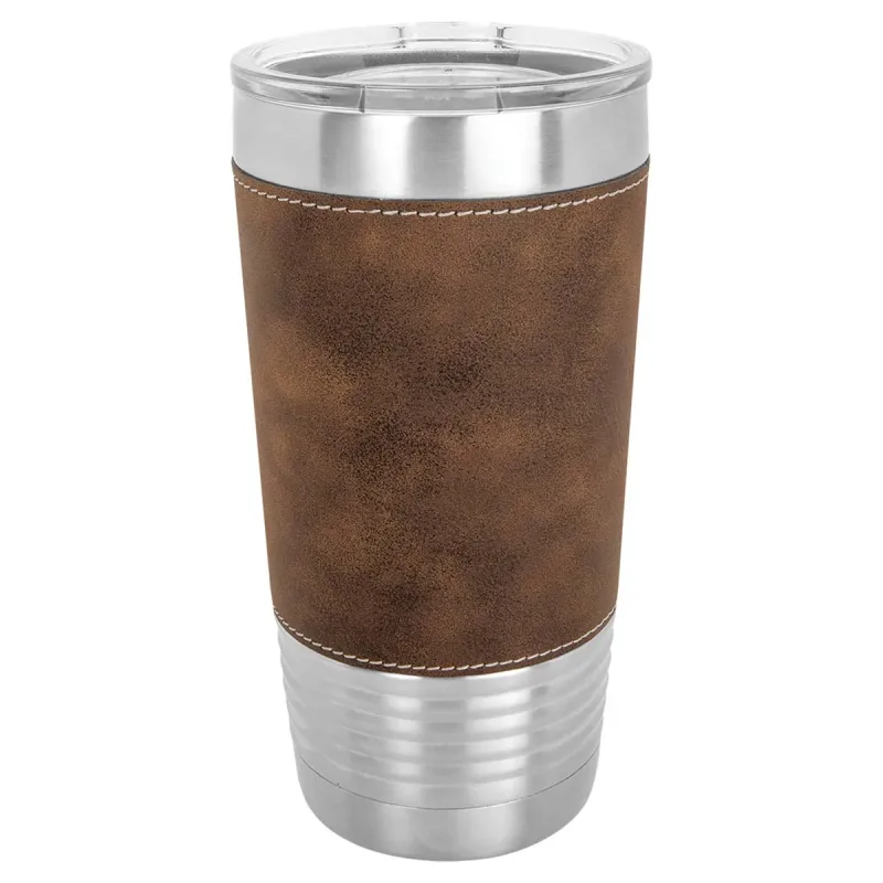 Blank 20 oz Leatherette Tumbler, Insulated Stainless Steel + Lid