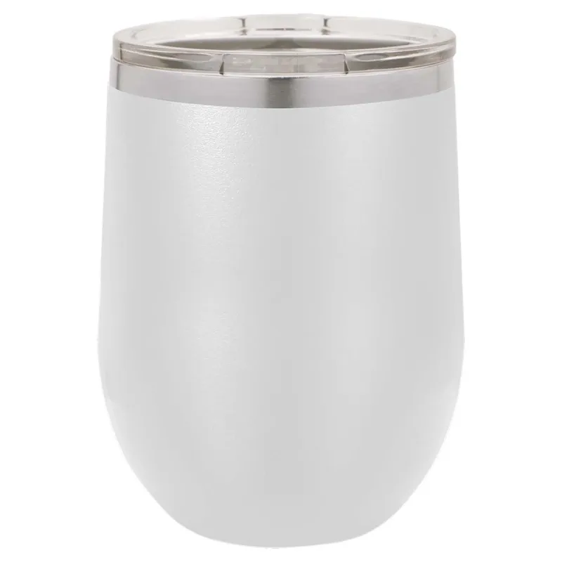 12 oz vinglas-tumbler med logo laserskåret på isolerede vinglas-tumblere i rustfrit stål + låg