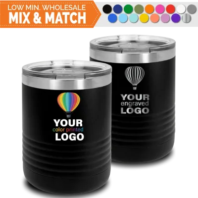 Tumbler Lowball 10 oz -Mix & Match- Grosir Massal dengan Logo Ukir Personal atau Cetak Warna Penuh