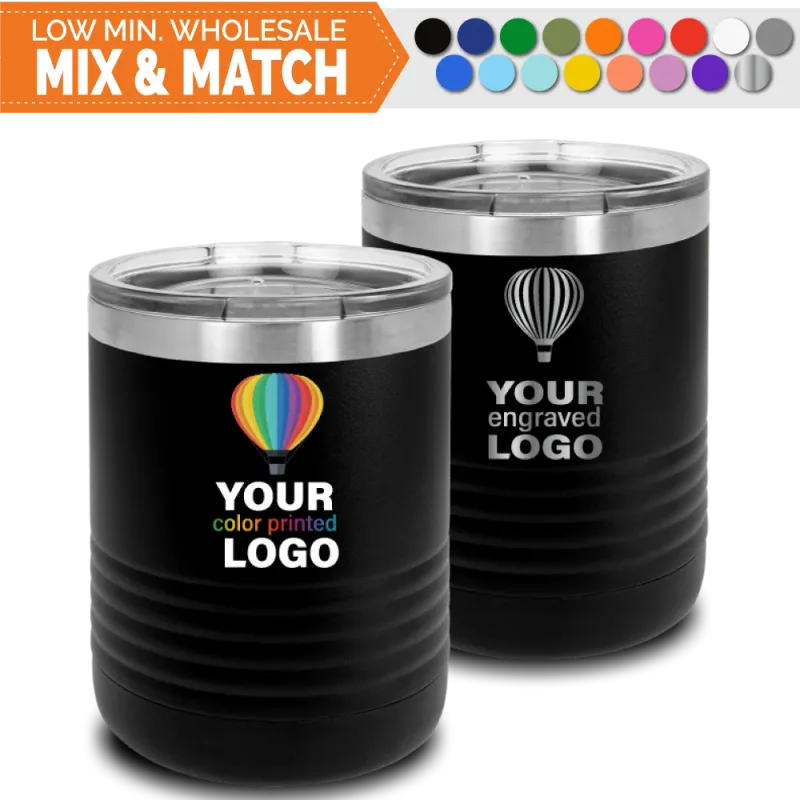 Tumbler Lowball 10 oz -Mix & Match- Grosir Massal dengan Logo Ukir Personal atau Cetak Warna Penuh