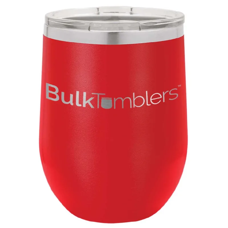 12 oz vinglas-tumbler med logo laserskåret på isolerede vinglas-tumblere i rustfrit stål + låg