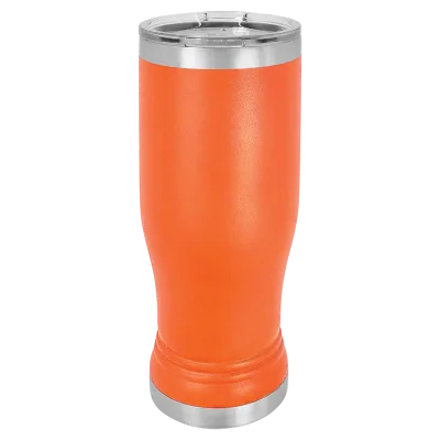 Copo de cerveja pilsner em vidro de 14 oz em branco, aço inoxidável térmico + tampa