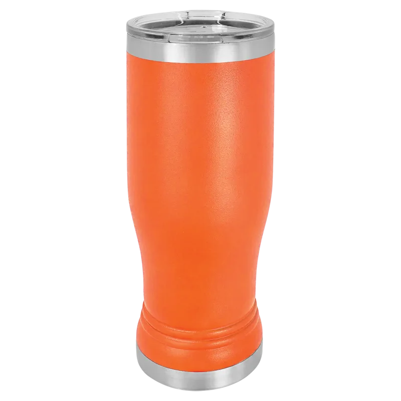 Copo de cerveja pilsner em vidro de 14 oz em branco, aço inoxidável térmico + tampa