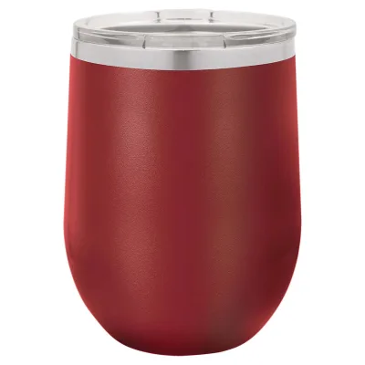 12 oz vinglas-tumbler med logo laserskåret på isolerede vinglas-tumblere i rustfrit stål + låg
