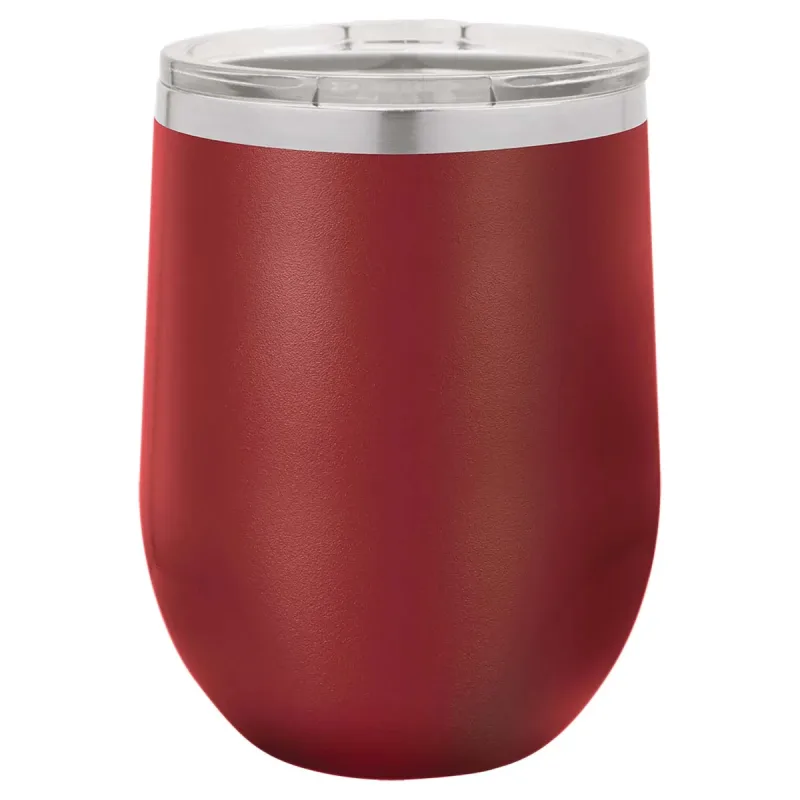 12 oz vinglas-tumbler med logo laserskåret på isolerede vinglas-tumblere i rustfrit stål + låg