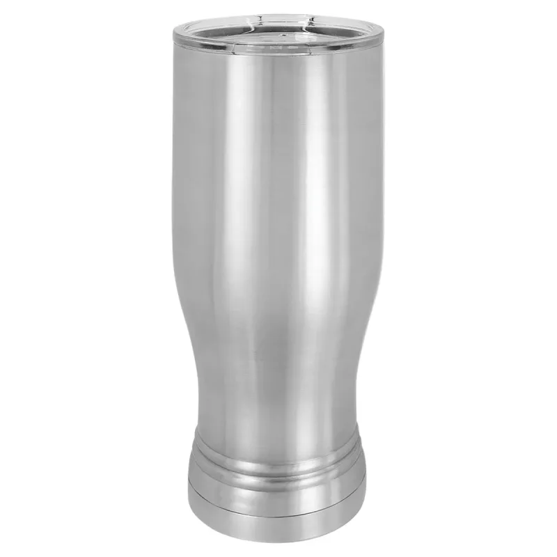 Blank 20 oz Beer Pilsner Double Wall Tumbler, Insulated Stainless Steel + Lid