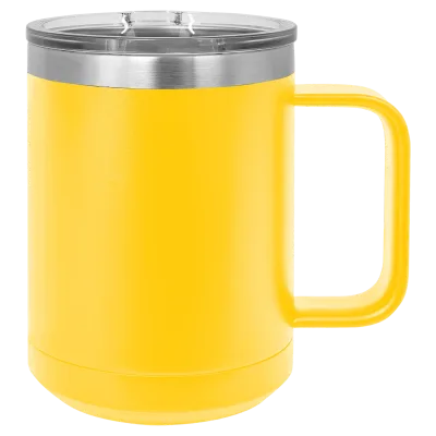 Taza de café de acero inoxidable con aislamiento de 15 oz, doble pared, recubrimiento en polvo (caja de 12)