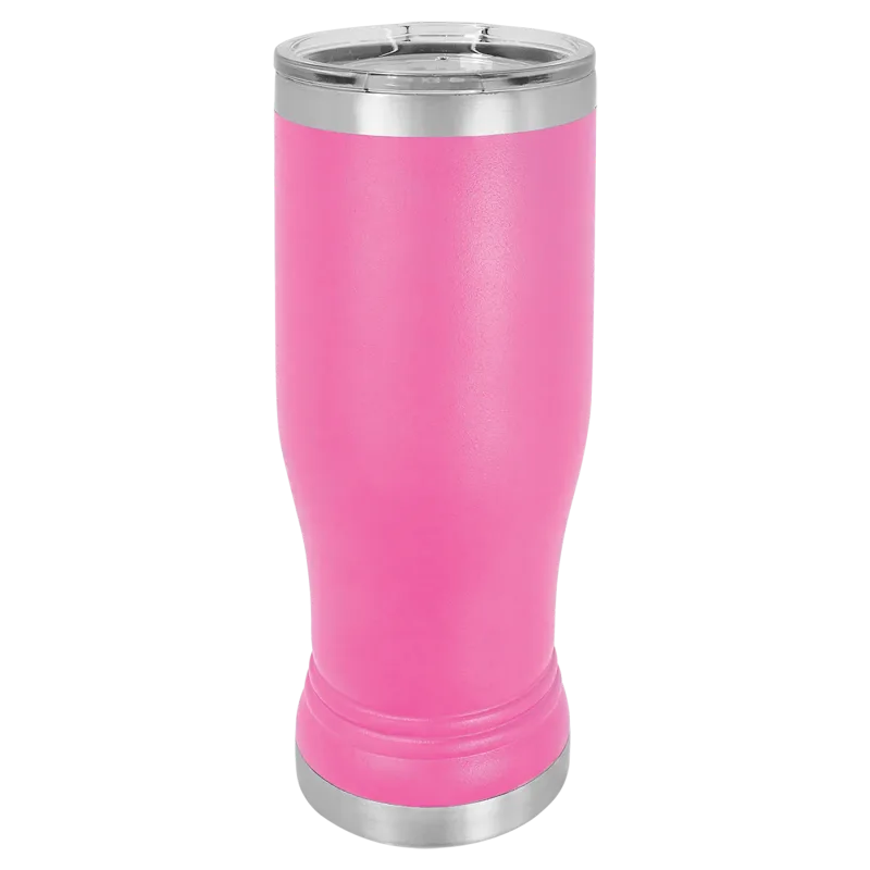 Copo de cerveja pilsner em vidro de 14 oz em branco, aço inoxidável térmico + tampa
