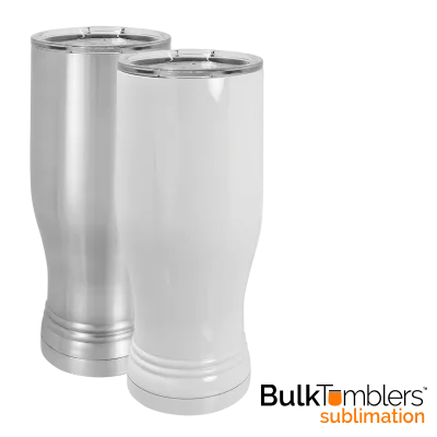 14 oz Pilsner SUBLIMATION RVS blanco geïsoleerde SureGrip tumbler met deksel