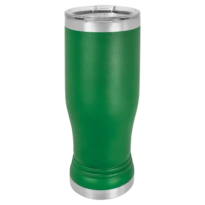Copo de cerveja pilsner em vidro de 14 oz em branco, aço inoxidável térmico + tampa