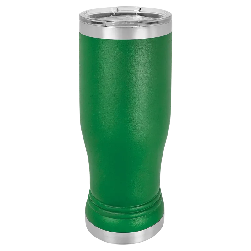 Copo de cerveja pilsner em vidro de 14 oz em branco, aço inoxidável térmico + tampa