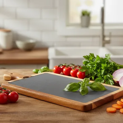 Acacia and Slate Cutting and Serving Board