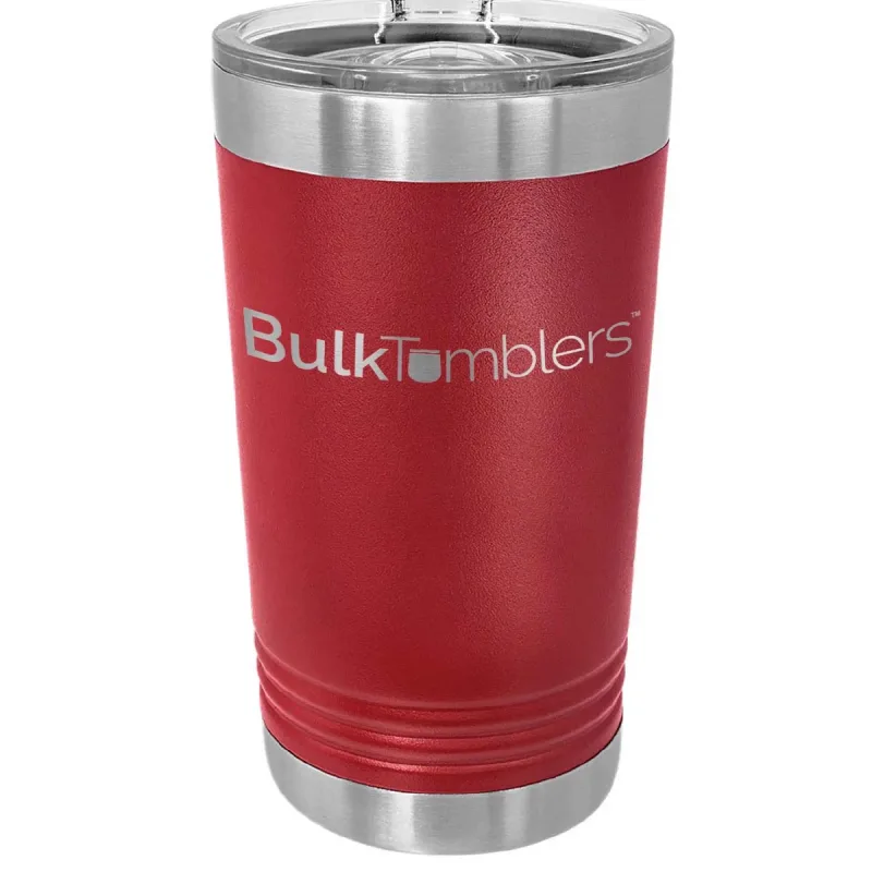 Vaso de pinta de 16 oz con logo grabado a láser en vaso térmico de cerveza de acero inoxidable + tapa
