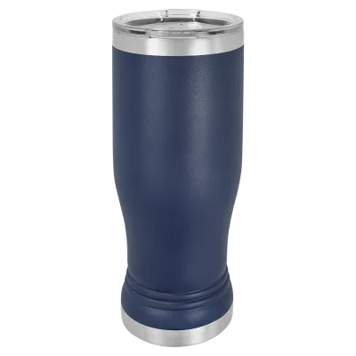 Copo de cerveja pilsner em vidro de 14 oz em branco, aço inoxidável térmico + tampa
