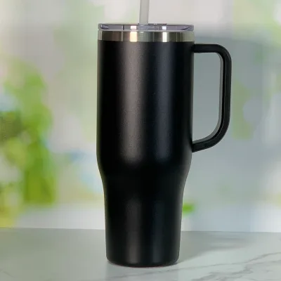 40 oz isoleret termokop i rustfrit stål med hank og skruelåg med skydelåg