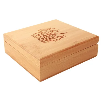 1" x 1" Deluxe 9-delars whisky sten-set i stål med bambufodral, valfri lasergravyr