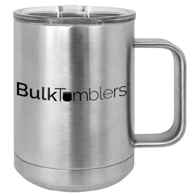 15 oz  Stainless Steel Insulated  Coffee Mug Personalized  Laser Engraved Logo Slider Lid