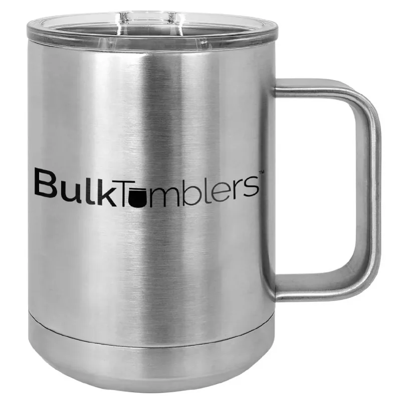15 oz  Stainless Steel Insulated  Coffee Mug Personalized  Laser Engraved Logo Slider Lid