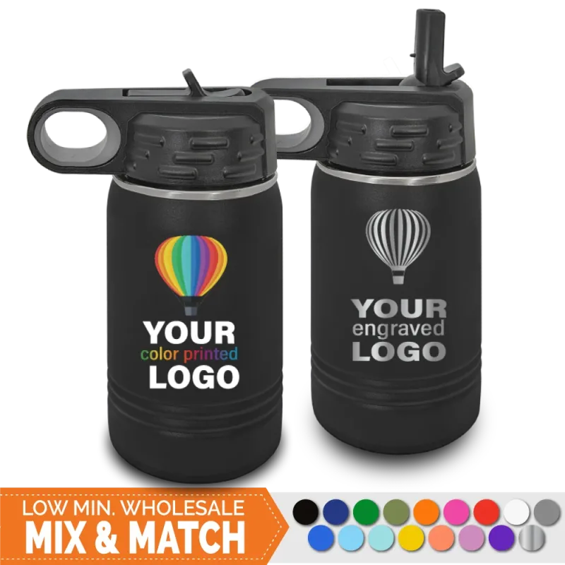 12 oz Insulated Sport Water Bottle -Mix & Match- Bulk Wholesale Personalized Engraved or Full Color Print Logo