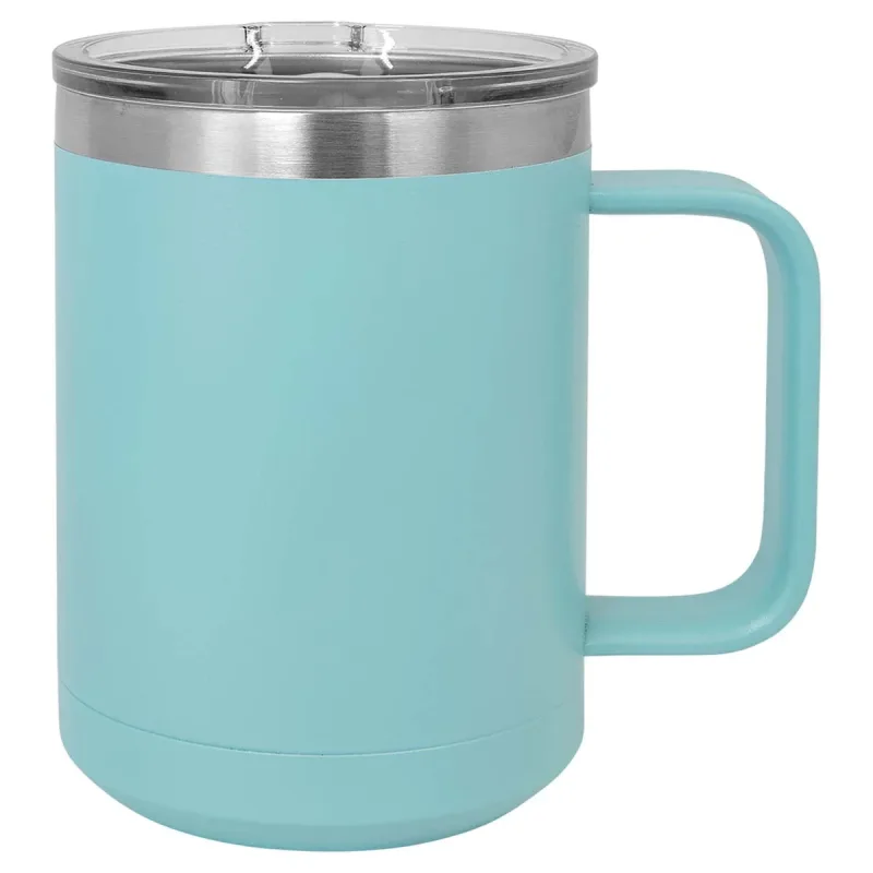Taza de café de acero inoxidable con aislamiento de 15 oz, doble pared, recubrimiento en polvo (caja de 12)