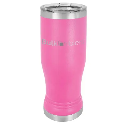 14 oz personlig ölglas-tumbler i rostfritt stål med gravyr av logotyp, isolerad, med lock