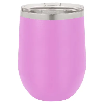 12 oz vinglas-tumbler med logo laserskåret på isolerede vinglas-tumblere i rustfrit stål + låg